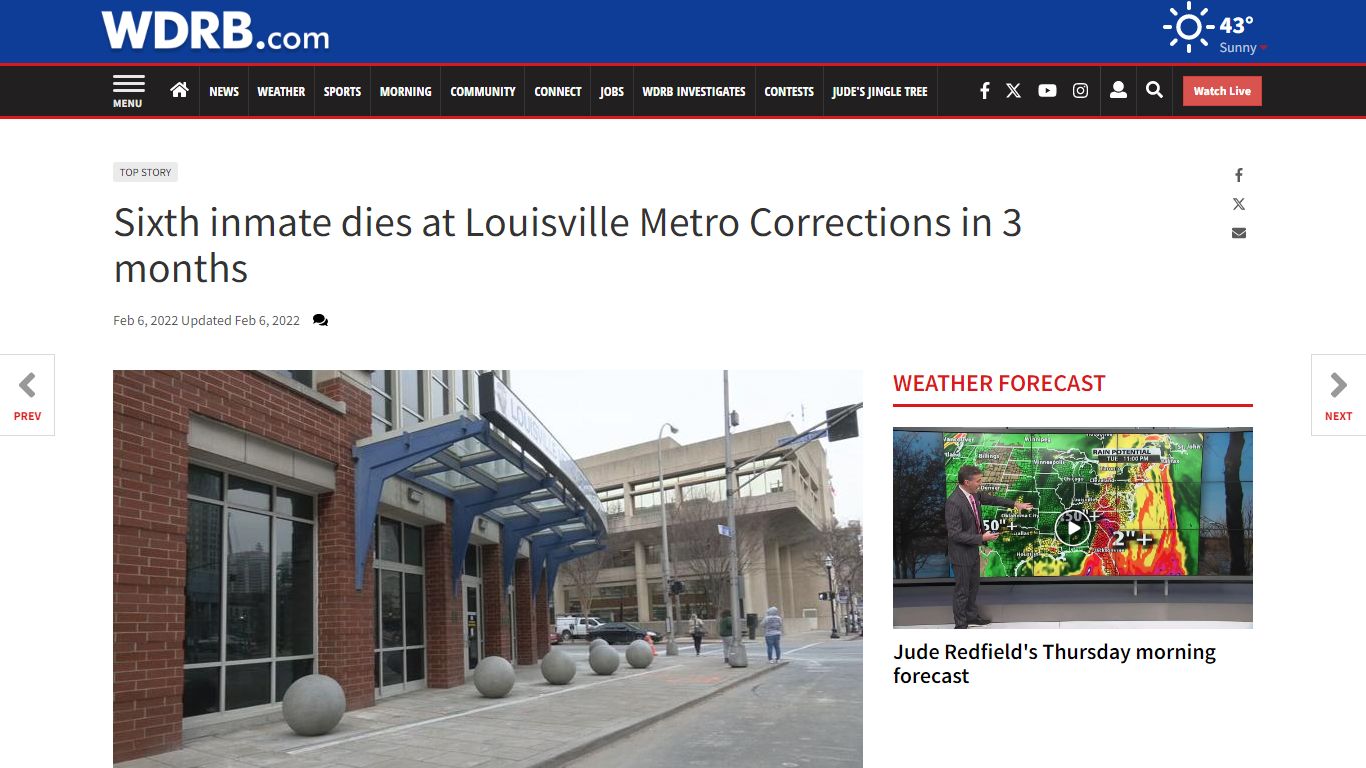 Sixth inmate dies at Louisville Metro Corrections in 3 months